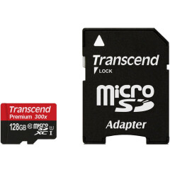 Карта памяти 128Gb MicroSD Transcend + SD адаптер (TS128GUSDU1)_0