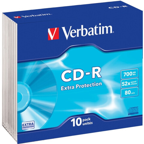 Диск CD-R Verbatim 700Mb 52x DataLife Slim (10 шт.) (43415)