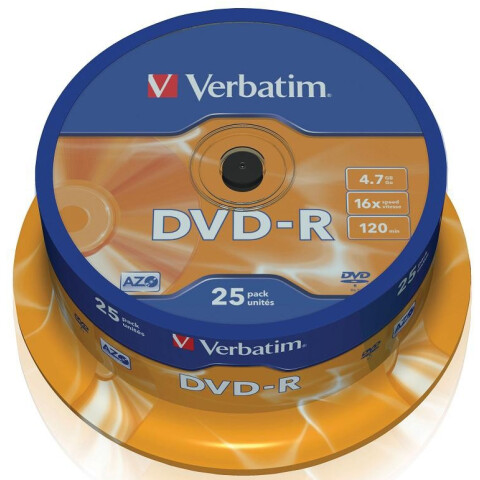 Диск DVD-R Verbatim 4.7Gb 16x Cake Box (25шт) (43522)