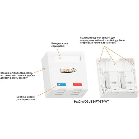 Розетка NIKOMAX NMC-WO2UE2-FT-ST-WT