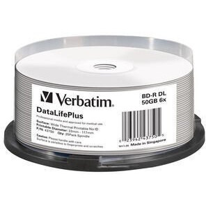 Диск BD-R Verbatim 50Gb 6x Dual Layer Cake Box Printable (25 шт.) (43750)