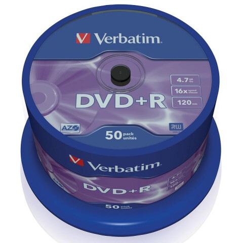 Диск DVD+R Verbatim 4.7Gb 16x Cake Box (50шт) (43550)