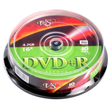 Диск DVD+R VS 4.7Gb 16x Cake Box (10шт)