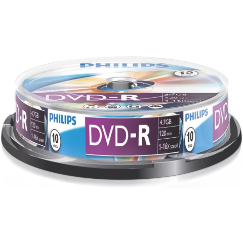 Диск DVD-R Philips 4.7Gb 16x Cake Box (10 шт.)