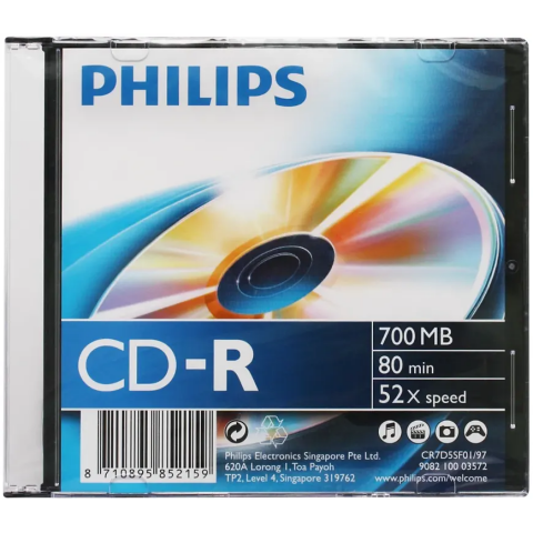 Диск CD-R Philips 700Mb 52x Slim Case (1шт) (CR7D5SF01/97)