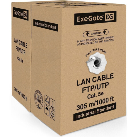 Бухта Exegate FUTP4-C5e-CU-S24-IN-PVC-GY-305, 305м