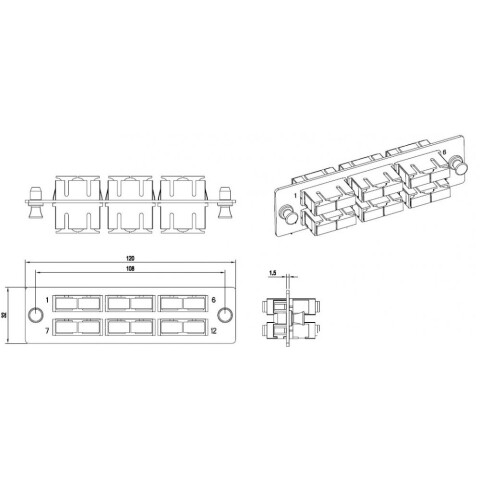 Оптическая панель Hyperline FO-FPM-W120H32-6DSC-BG