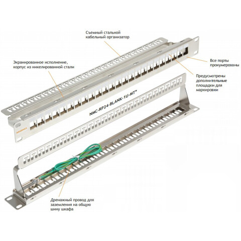 Патч-панель NIKOMAX NMC-RP24-BLANK-1U-MT