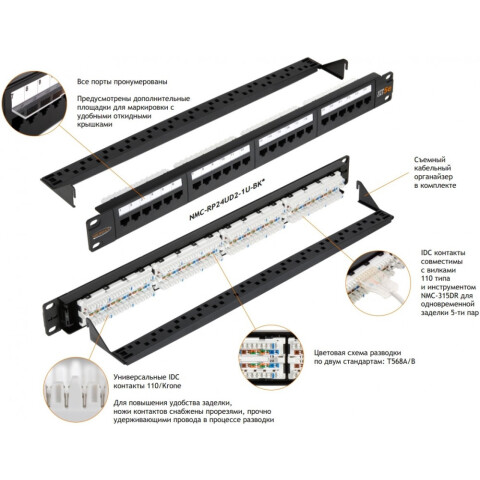 Патч-панель NIKOMAX NMC-RP24UD2-1U-BK