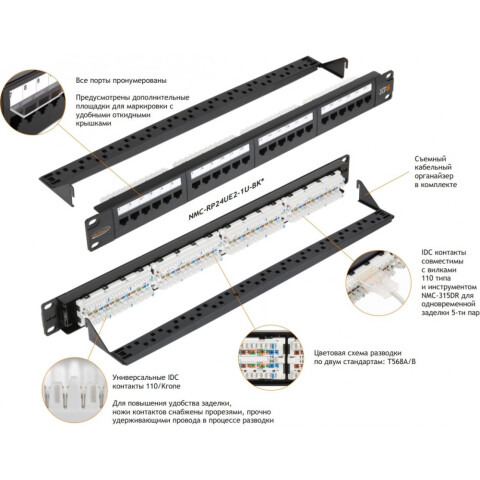 Патч-панель NIKOMAX NMC-RP24UE2-1U-BK