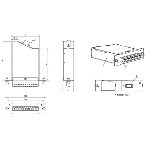 Оптическая кассета Hyperline FO-CSS-W120H32-9-1MTPM-12LC-BL