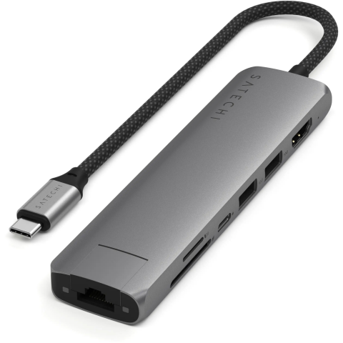 Док-станция Satechi 7-in-1 USB-C Slim Multiport Adapter with Ethernet Space Gray