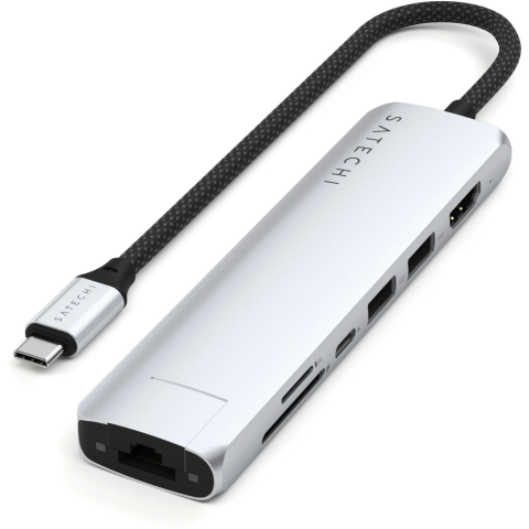 Док-станция Satechi 7-in-1 USB-C Slim Multiport Adapter with Ethernet Silver