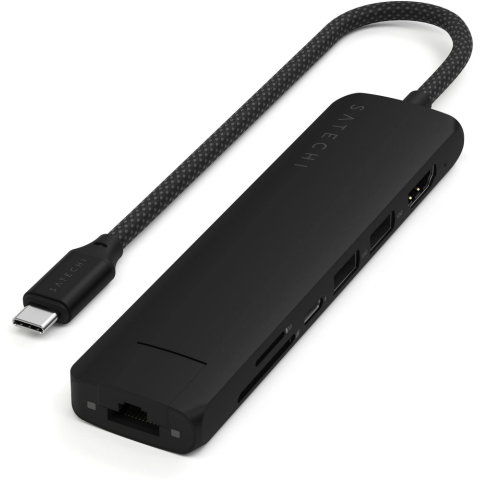 Док-станция Satechi 7-in-1 USB-C Slim Multiport Adapter with Ethernet Black