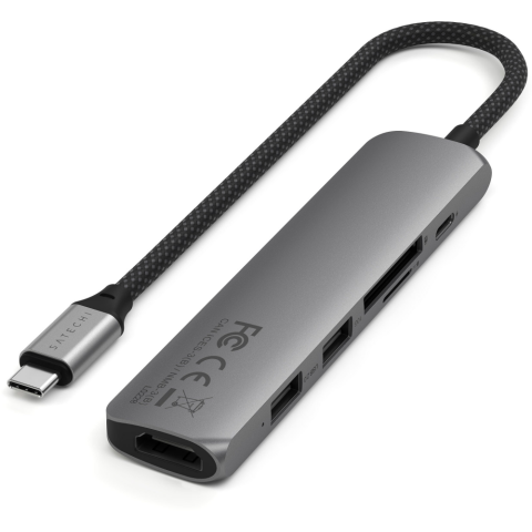 Док-станция Satechi 6-in-1 USB-C Slim Multiport Adapter Space Grey_1