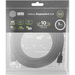 Кабель DisplayPort - DisplayPort, 10м, Cactus CS-DP-DP-1.4-10_0