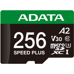 Карта памяти 256Gb MicroSD ADATA SPEED PLUS + SD адаптер (UD256GUI3V30A2SP-RA1)_0