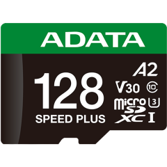 Карта памяти 128Gb MicroSD ADATA SPEED PLUS + SD адаптер (UD128GUI3V30A2SP-RA1)_0
