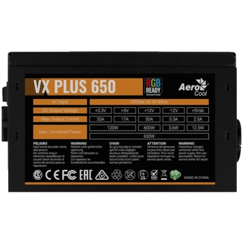 Блок питания 650W AeroCool VX-650 PLUS RGB_0
