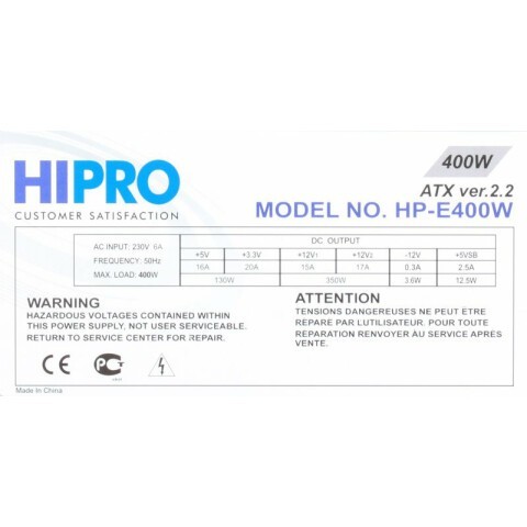 Блок питания 400W Hipro HPE400W OEM_0