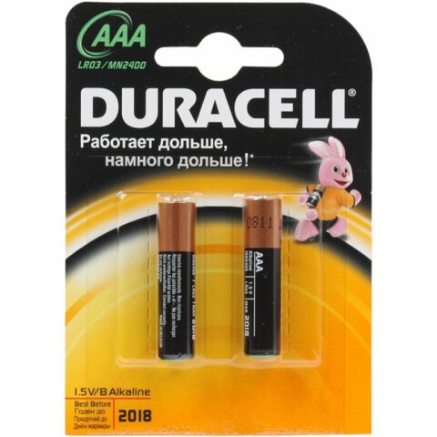 Батарейка Duracell Basic (AAA, Alkaline, 2 шт)