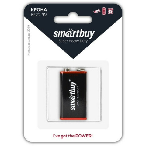 Батарейка SmartBuy 6F22/1B (1 шт)