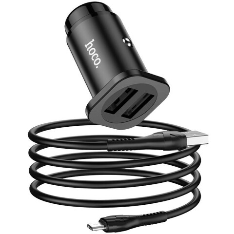 Автомобильное зарядное устройство HOCO NZ4 Wise Black + MicroUSB Cable_0