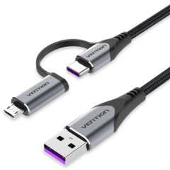 Кабель USB - microUSB/USB Type-C, 1м, Vention CQFHF