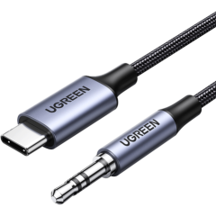 Кабель USB Type-C - mini jack 3.5мм, 1м, UGREEN CM450 Black