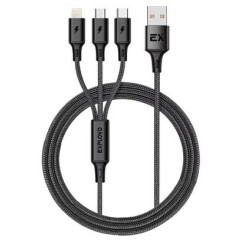 Кабель USB - microUSB/USB Type-C/Lightning, 1.2м, Exployd EX-K-1417