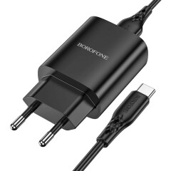 Сетевое зарядное устройство Borofone BN1 Black + Type-C Cable