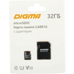Карта памяти 32Gb MicroSD Digma + SD адаптер (DGFCA032A01)