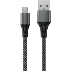 Кабель USB - microUSB, 1м, Accesstyle AM24-F100M Black/Grey