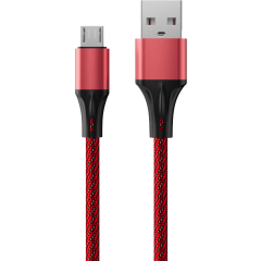 Кабель USB - microUSB, 1м, Accesstyle AM24-F100M Red/Black