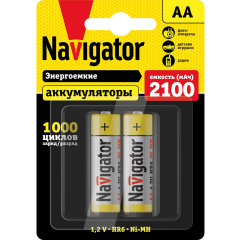 Аккумулятор Navigator (AA, NiMH, 2100mAh, 2 шт)