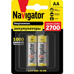 Аккумулятор Navigator (AA, NiMH, 2700mAh, 2 шт)