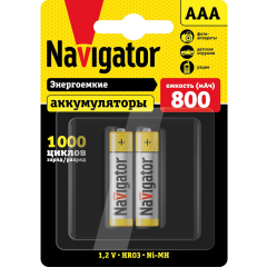 Аккумулятор Navigator (AAA, NiMH, 800mAh, 2 шт)