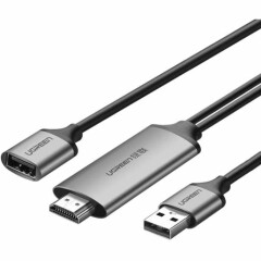 Кабель USB (M)/USB (F) - HDMI (M), 1.5м, UGREEN CM151 Grey