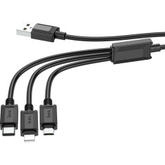 Кабель USB - microUSB/USB Type-C/Lightning, 1м, HOCO X74 Black (HC-67363)