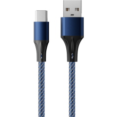 Кабель USB - USB Type-C, 1м, Accesstyle AC30-F100M Black/Blue