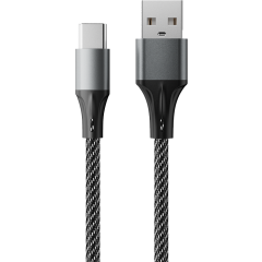 Кабель USB - USB Type-C, 1м, Accesstyle AC30-F100M Black/Grey