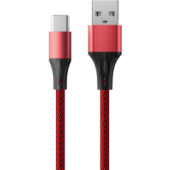 Кабель USB - USB Type-C, 1м, Accesstyle AC30-F100M Black/Red