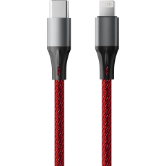 Кабель USB Type-C - Lightning, 1м, Accesstyle CL30-F100M Black/Red