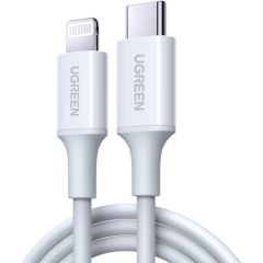 Кабель USB Type-C - Lightning, 0.5м, UGREEN US171 White