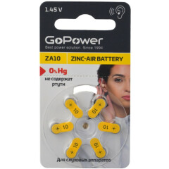 Батарейка GoPower (ZA10, 6 шт)