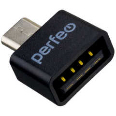 Переходник USB A (F) - microUSB (M), Perfeo PF-VI-O010 Black