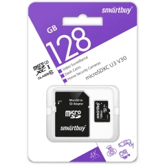 Карта памяти 128Gb MicroSD SmartBuy + SD адаптер (SB128GBSDCCTV)