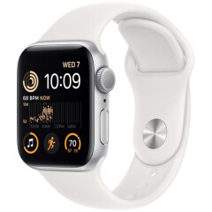 Умные часы Apple Watch SE (2nd gen) 40mm Silver Aluminum Case with White Sport Band S/M (MNT93LL/A)