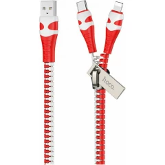 Кабель USB Type-C - USB Type-C/Lightning, 1.2м, HOCO U97 White/Red (HC-43343)