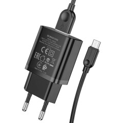 Сетевое зарядное устройство Borofone BA52A Gamble Black + MicroUSB Cable